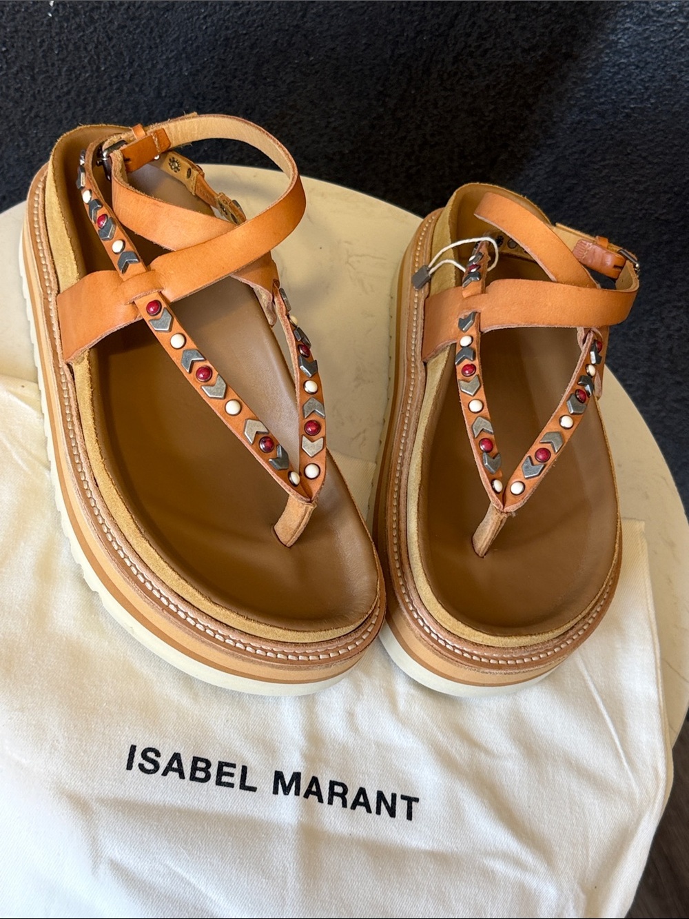 Isabel Marant Sandals . Studded Chunky Elham NEW in Box .100% leather